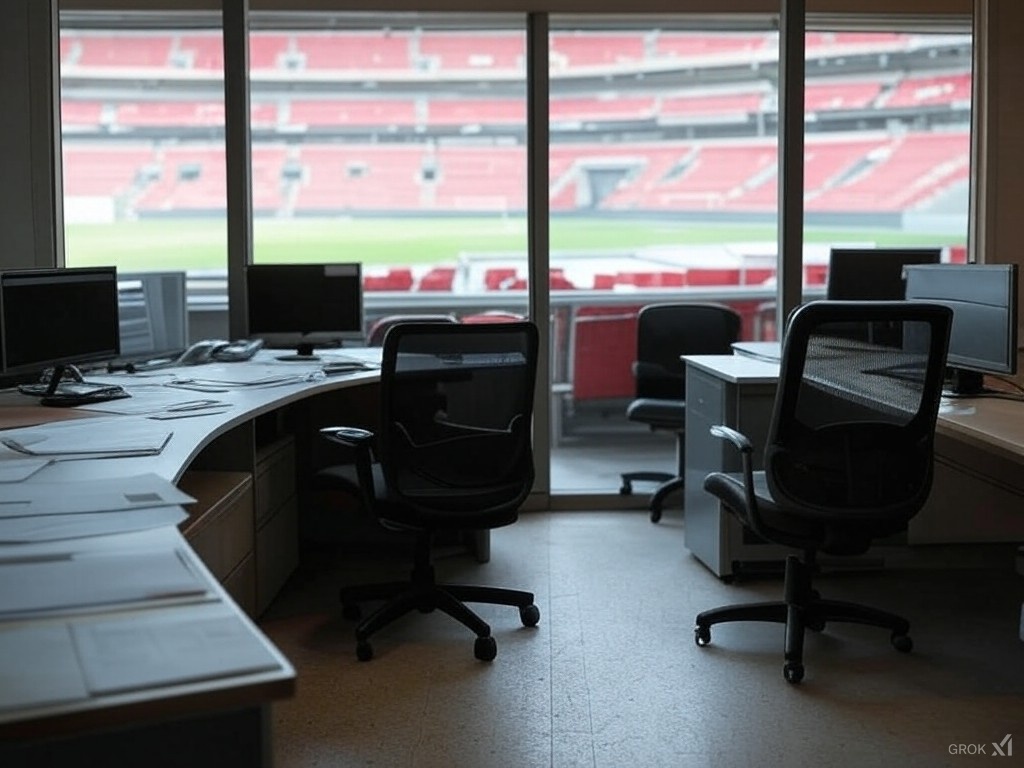 Empty office in a football stadium